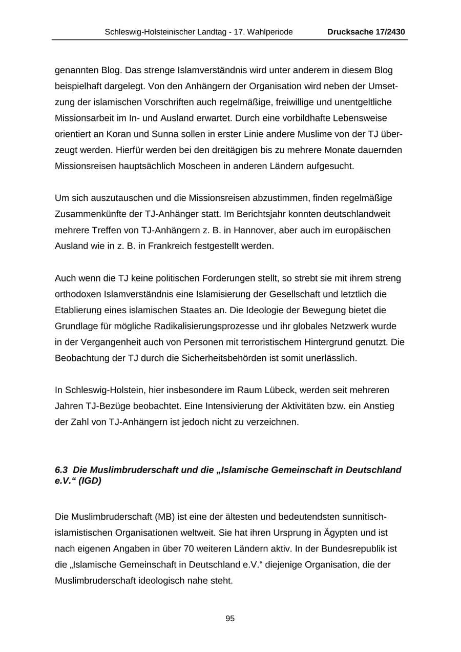 Seite 95 des Verfassungsschutzbericht 2011 Schleswig-Holstein