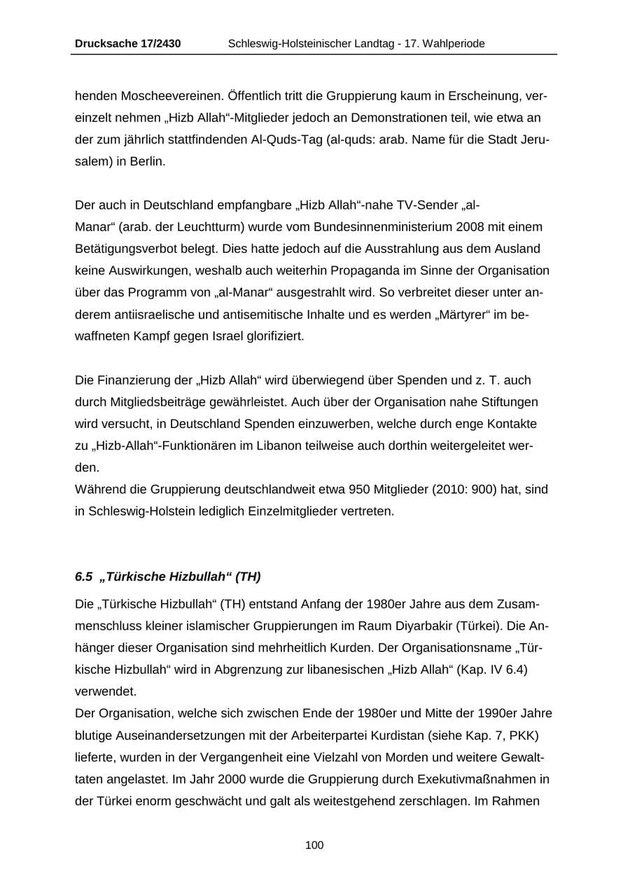 Seite 100 des Verfassungsschutzbericht 2011 Schleswig-Holstein