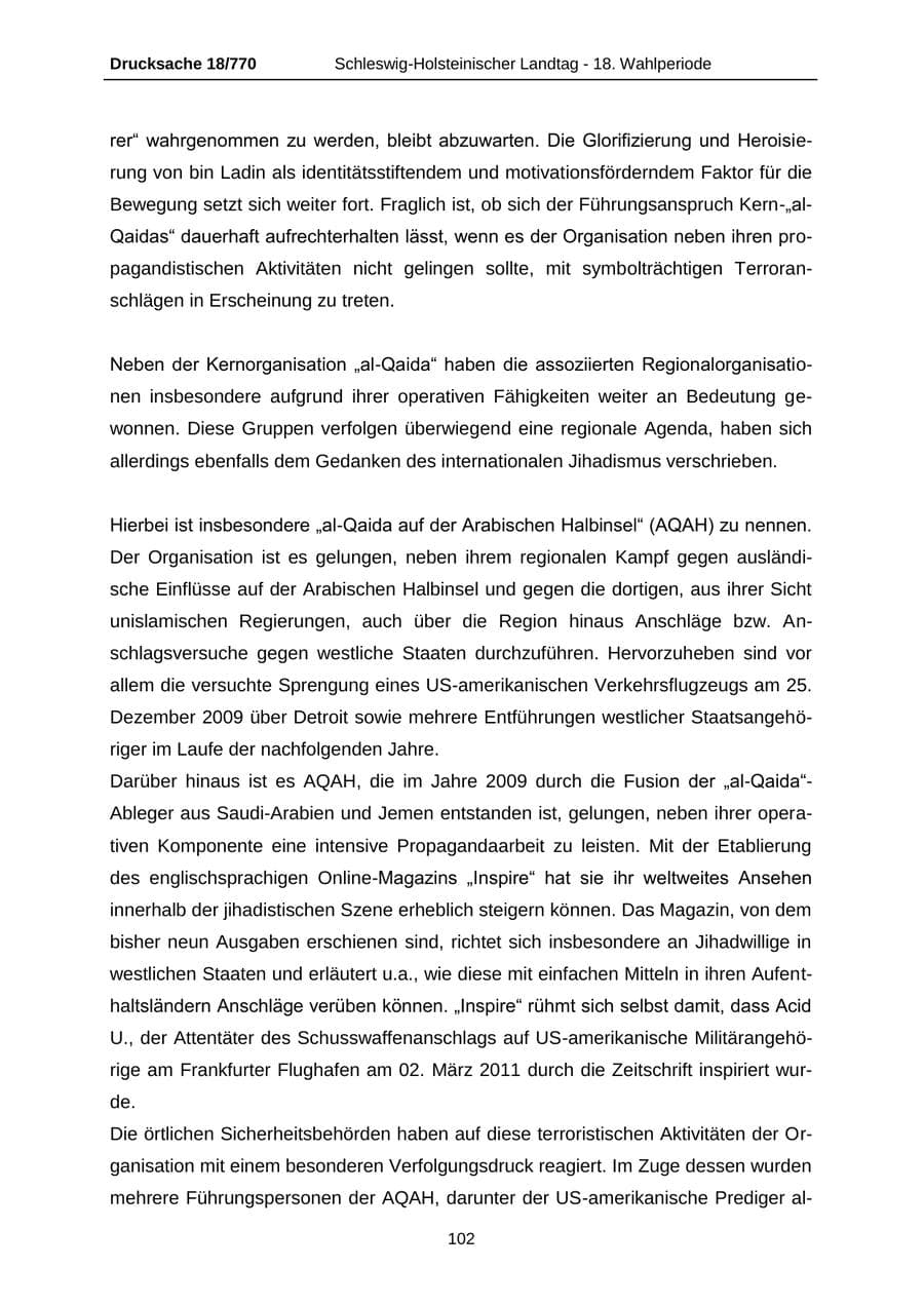 Seite 102 des Verfassungsschutzbericht 2012 Schleswig-Holstein