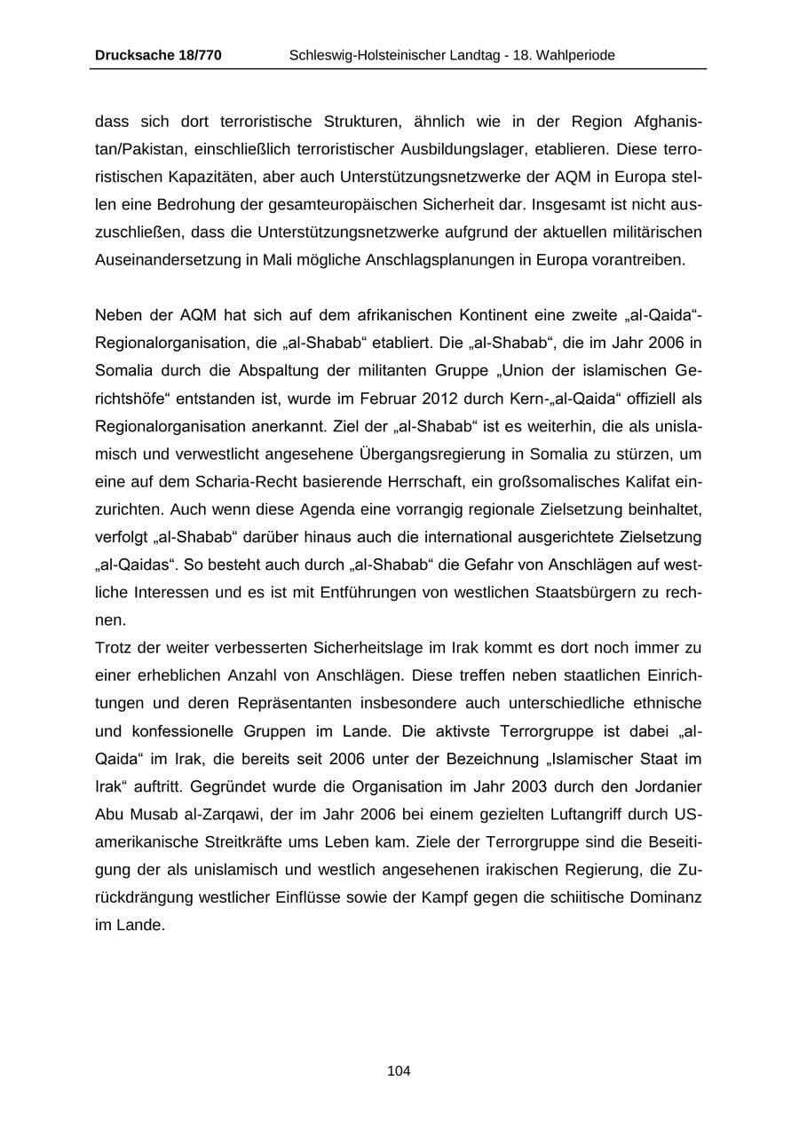 Seite 104 des Verfassungsschutzbericht 2012 Schleswig-Holstein