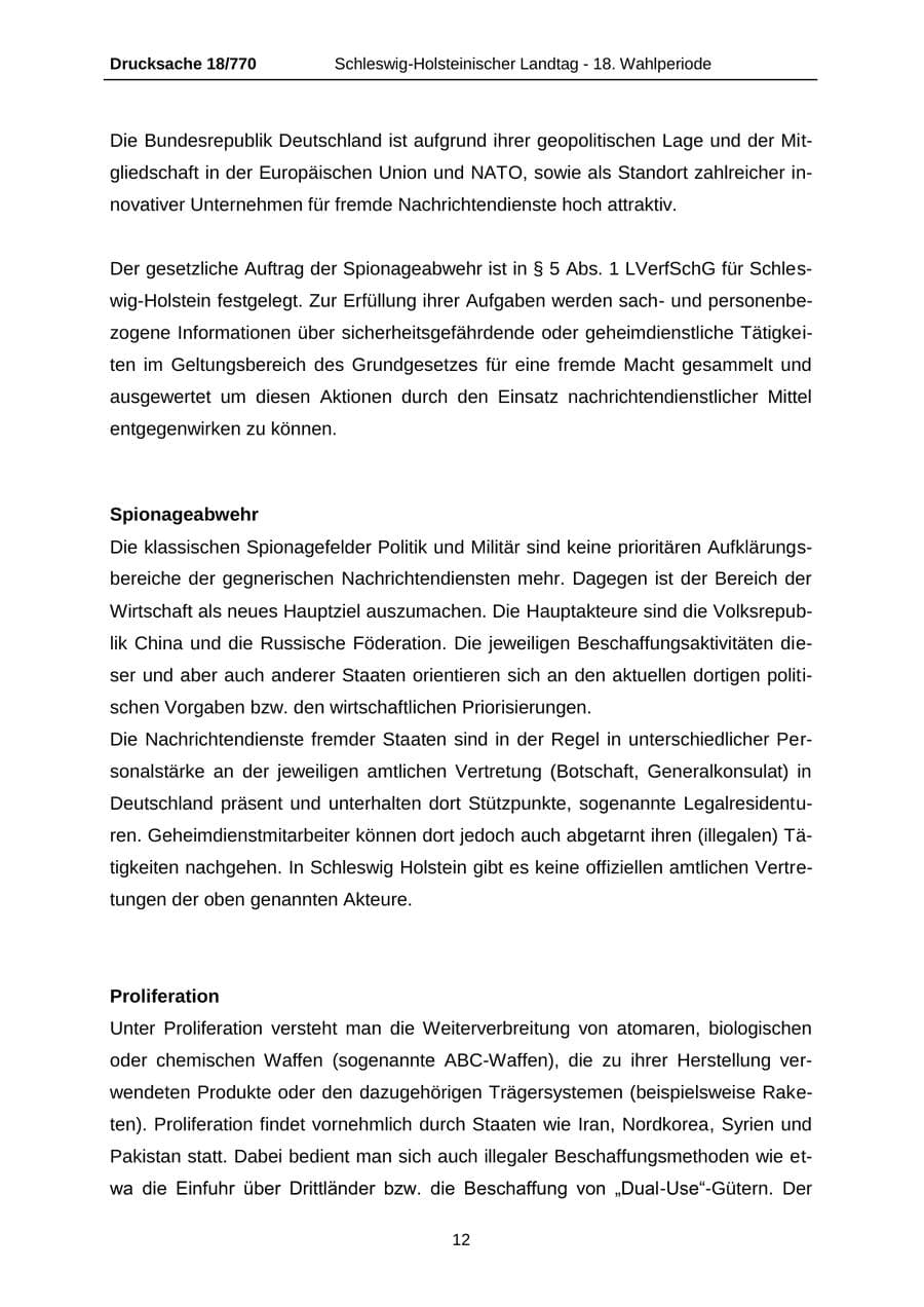 Seite 12 des Verfassungsschutzbericht 2012 Schleswig-Holstein