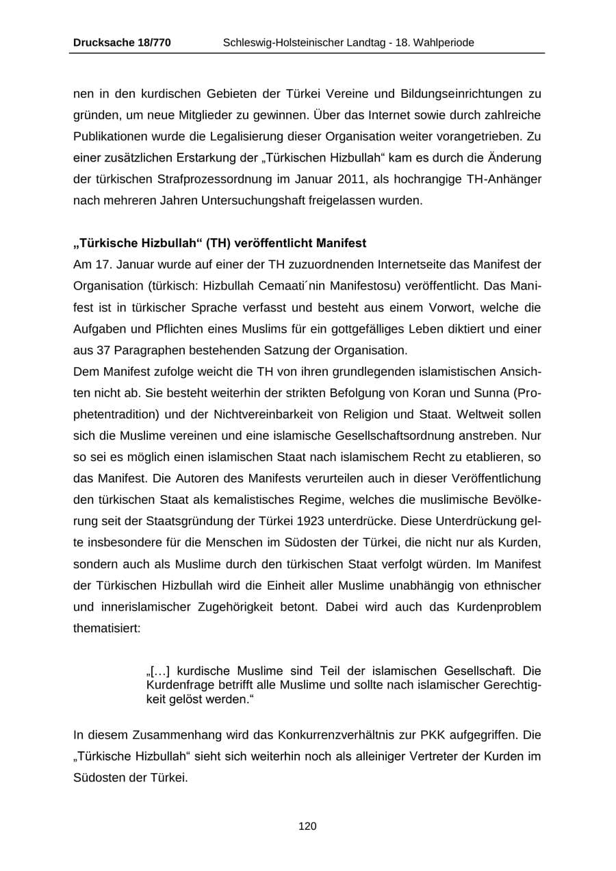 Seite 120 des Verfassungsschutzbericht 2012 Schleswig-Holstein