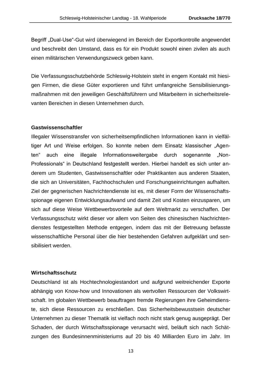 Seite 13 des Verfassungsschutzbericht 2012 Schleswig-Holstein