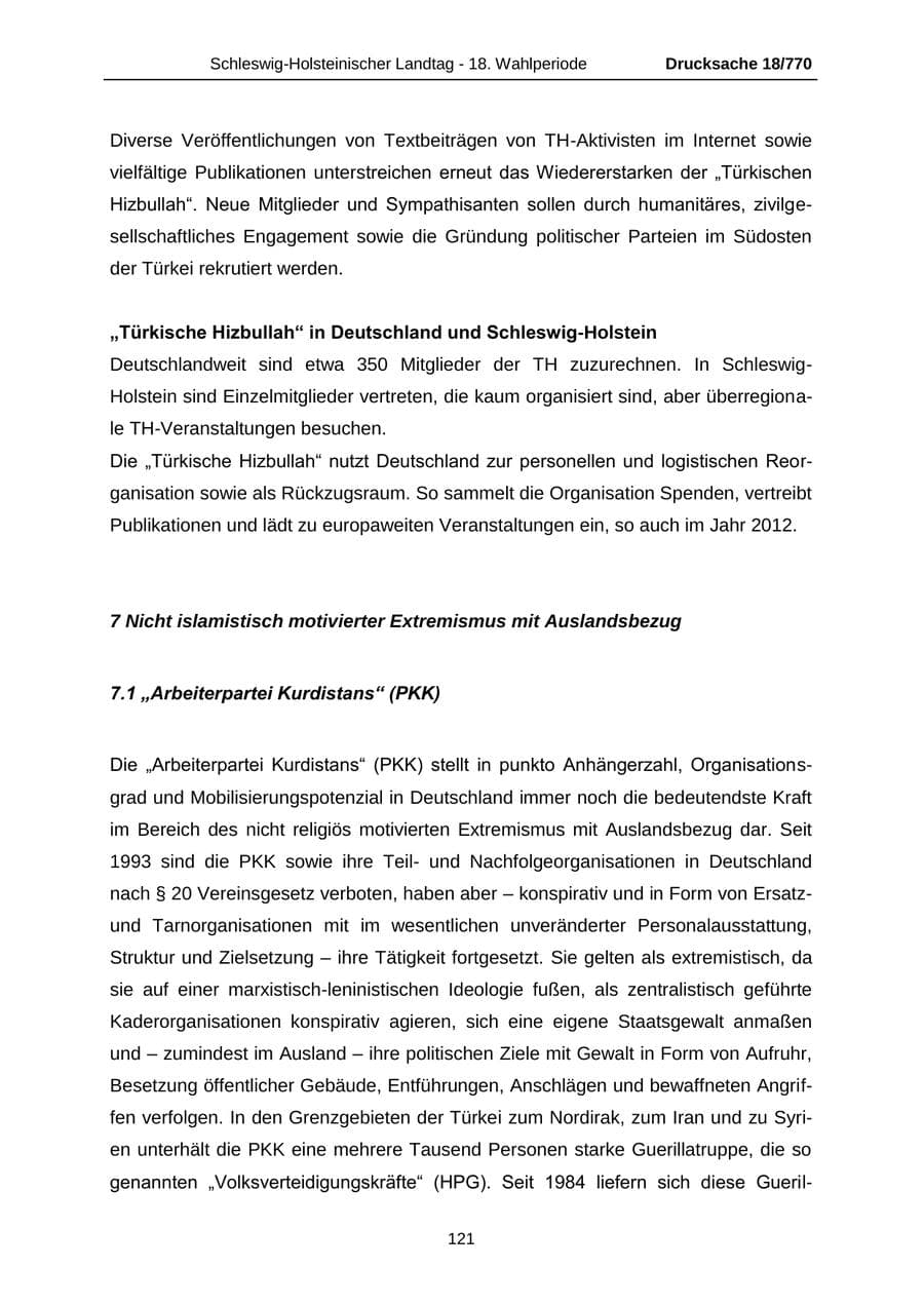 Seite 121 des Verfassungsschutzbericht 2012 Schleswig-Holstein