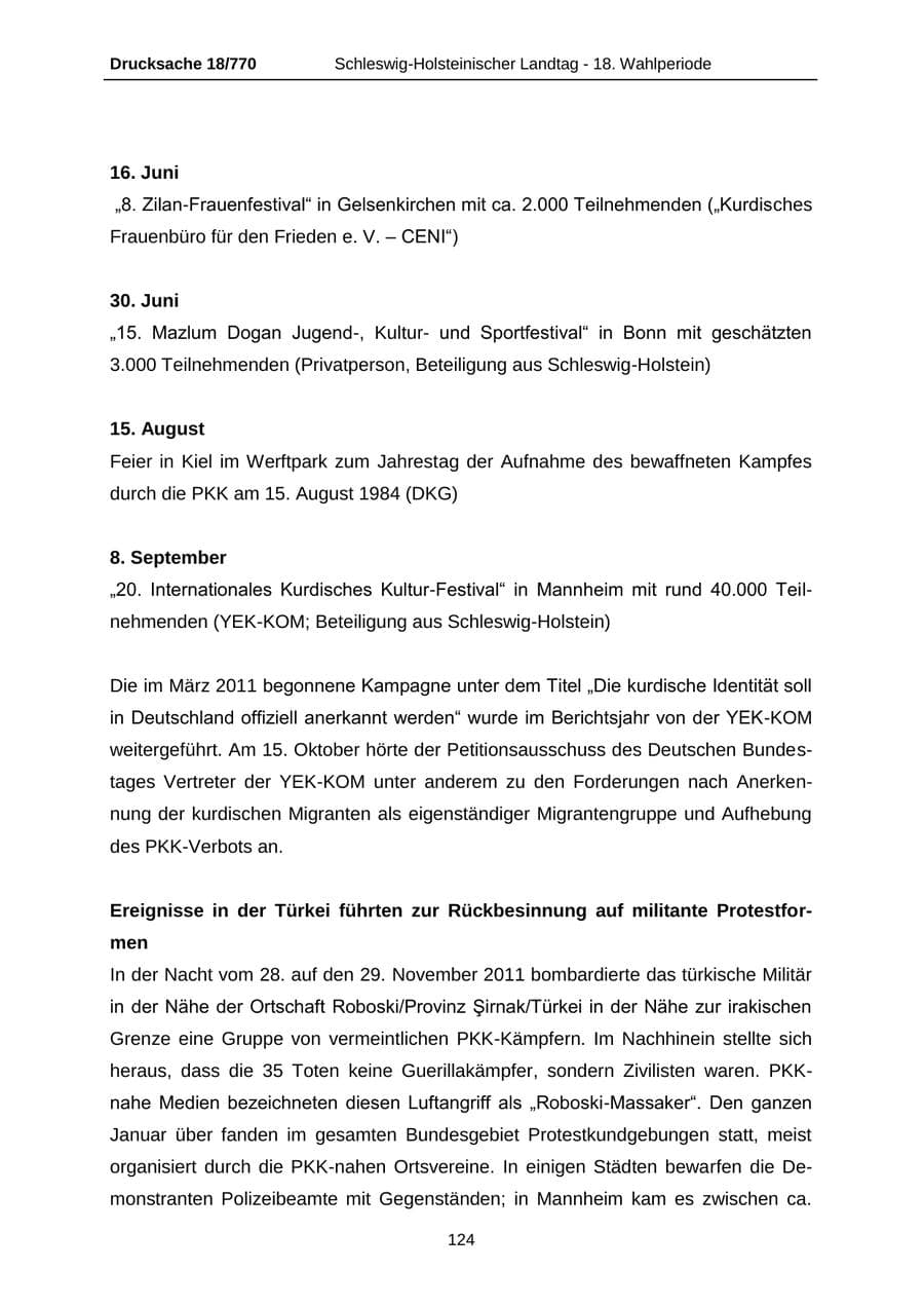 Seite 124 des Verfassungsschutzbericht 2012 Schleswig-Holstein