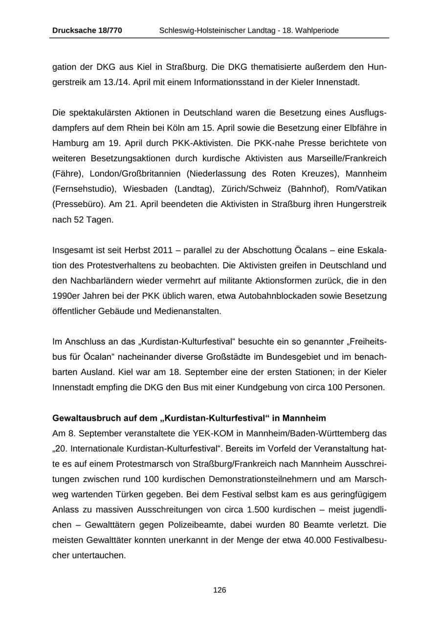 Seite 126 des Verfassungsschutzbericht 2012 Schleswig-Holstein