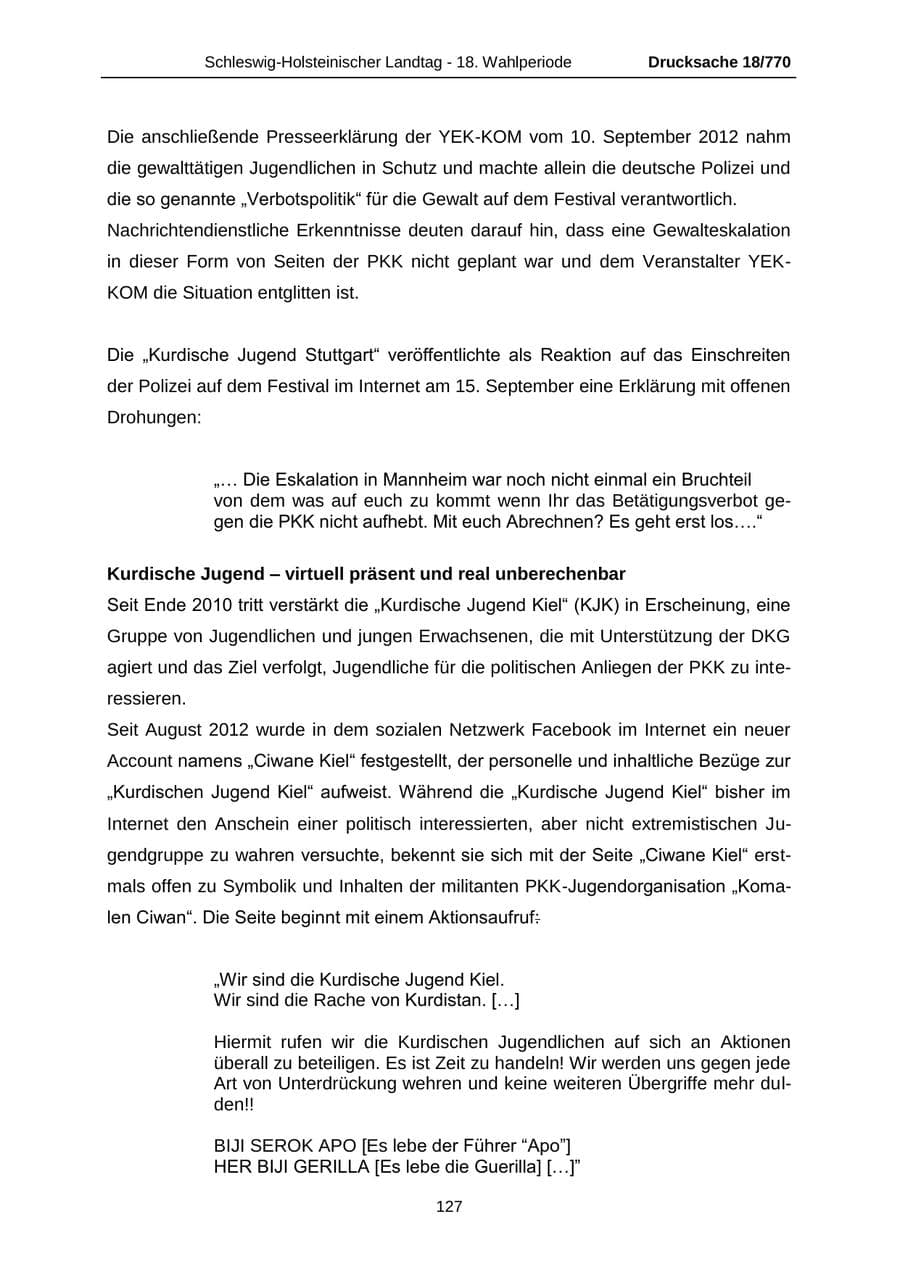 Seite 127 des Verfassungsschutzbericht 2012 Schleswig-Holstein
