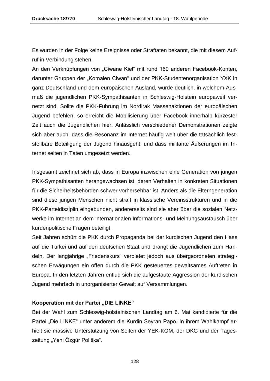 Seite 128 des Verfassungsschutzbericht 2012 Schleswig-Holstein