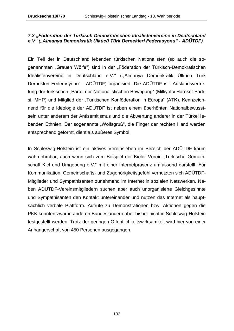 Seite 132 des Verfassungsschutzbericht 2012 Schleswig-Holstein