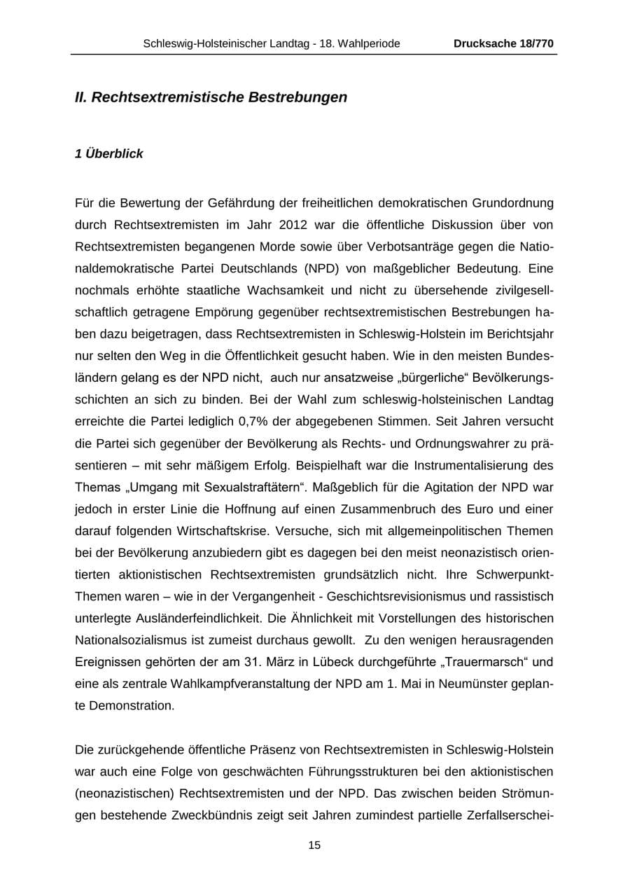 Seite 15 des Verfassungsschutzbericht 2012 Schleswig-Holstein
