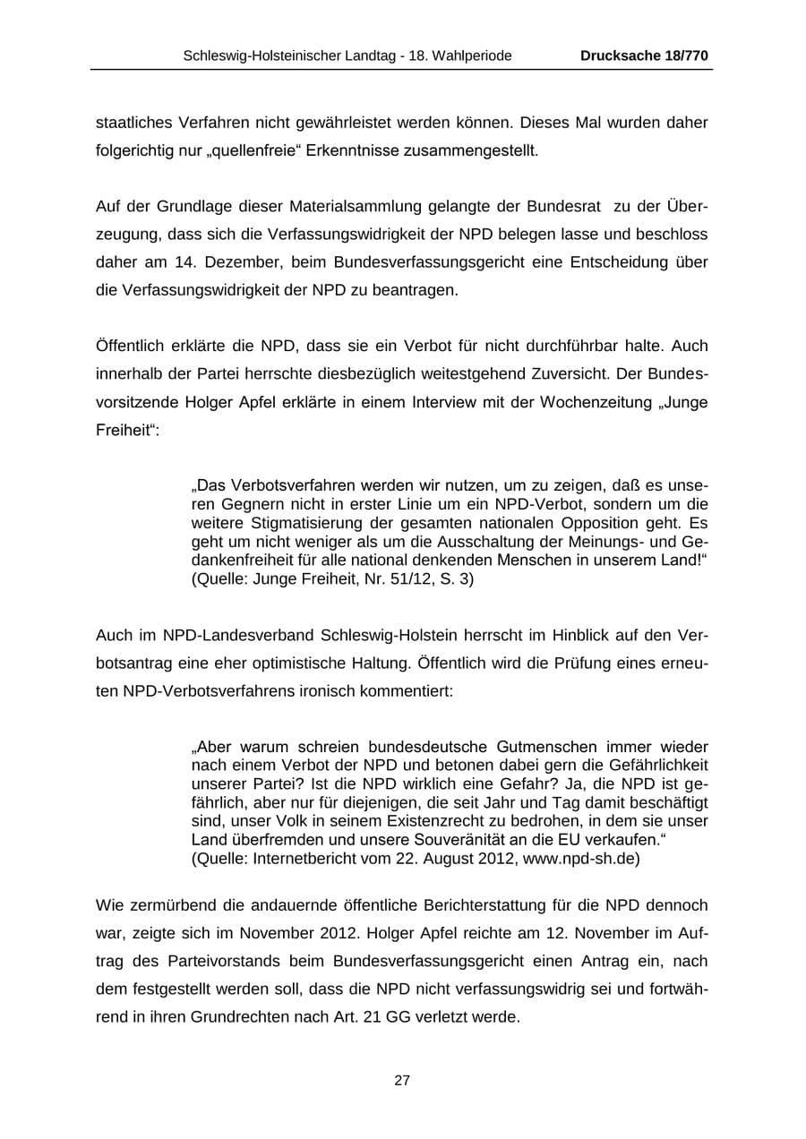 Seite 27 des Verfassungsschutzbericht 2012 Schleswig-Holstein