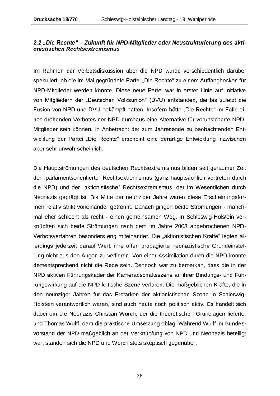 Seite 28 des Verfassungsschutzbericht 2012 Schleswig-Holstein