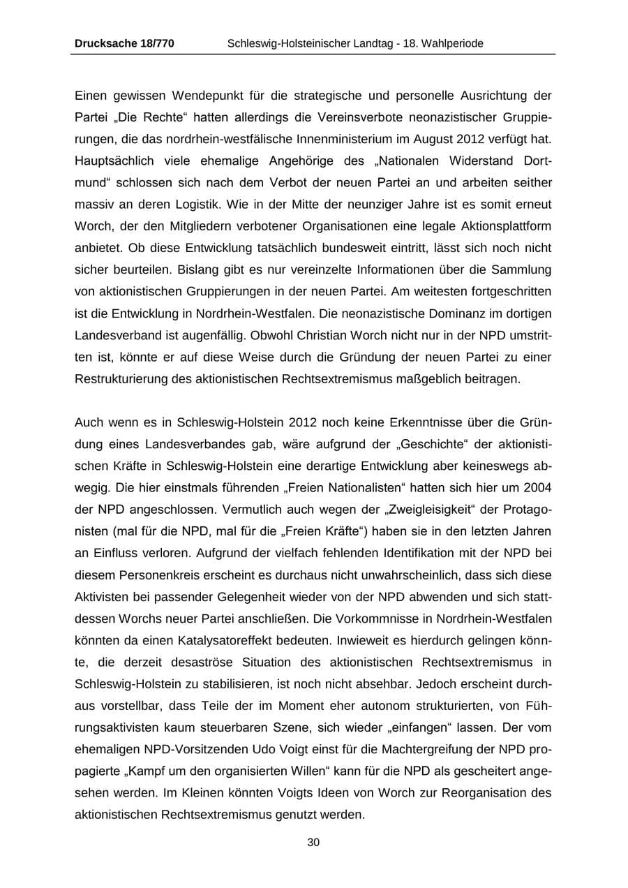 Seite 30 des Verfassungsschutzbericht 2012 Schleswig-Holstein