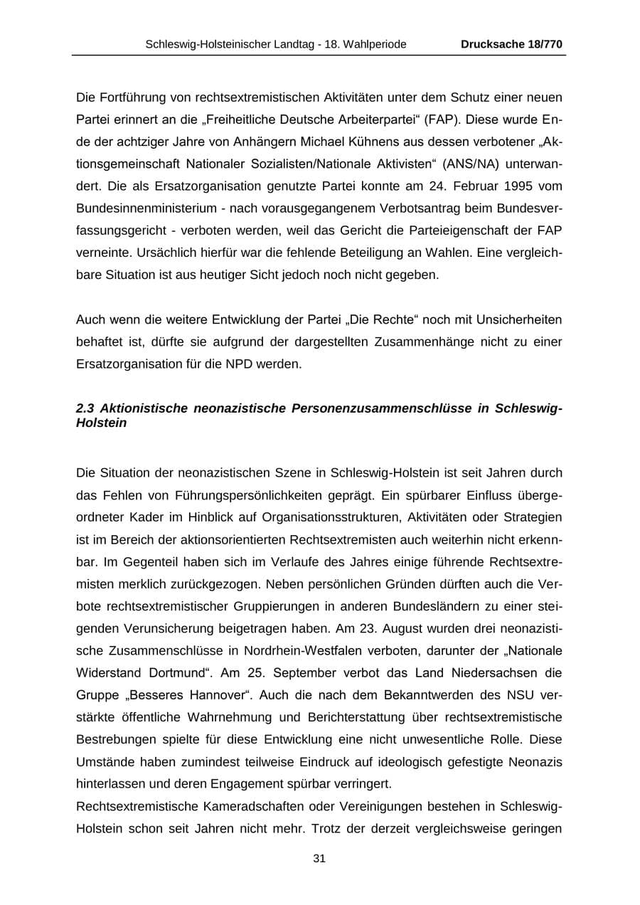 Seite 31 des Verfassungsschutzbericht 2012 Schleswig-Holstein