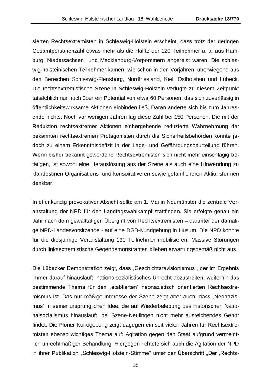 Seite 35 des Verfassungsschutzbericht 2012 Schleswig-Holstein