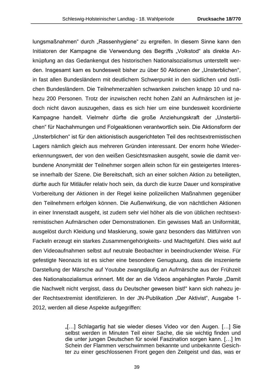 Seite 39 des Verfassungsschutzbericht 2012 Schleswig-Holstein