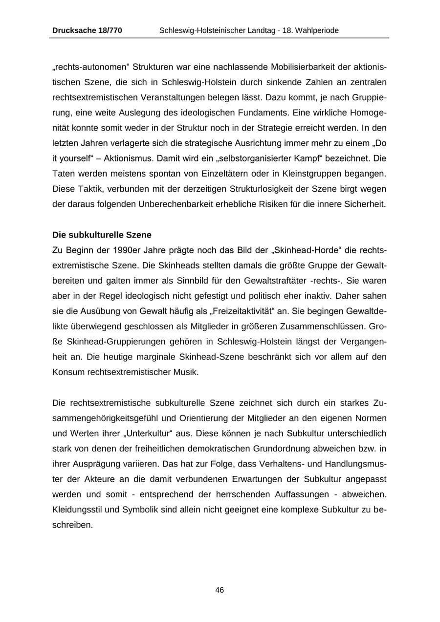 Seite 46 des Verfassungsschutzbericht 2012 Schleswig-Holstein