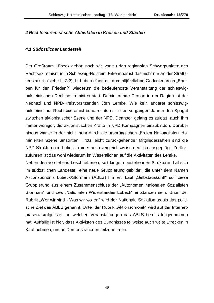 Seite 49 des Verfassungsschutzbericht 2012 Schleswig-Holstein