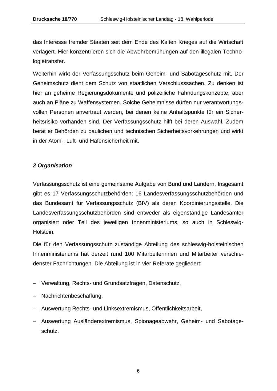 Seite 6 des Verfassungsschutzbericht 2012 Schleswig-Holstein