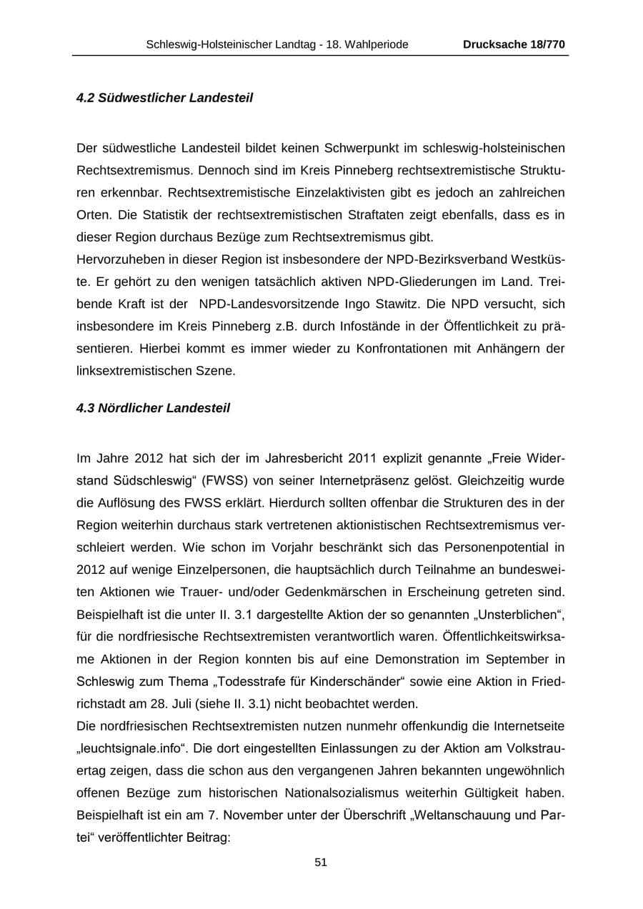 Seite 51 des Verfassungsschutzbericht 2012 Schleswig-Holstein