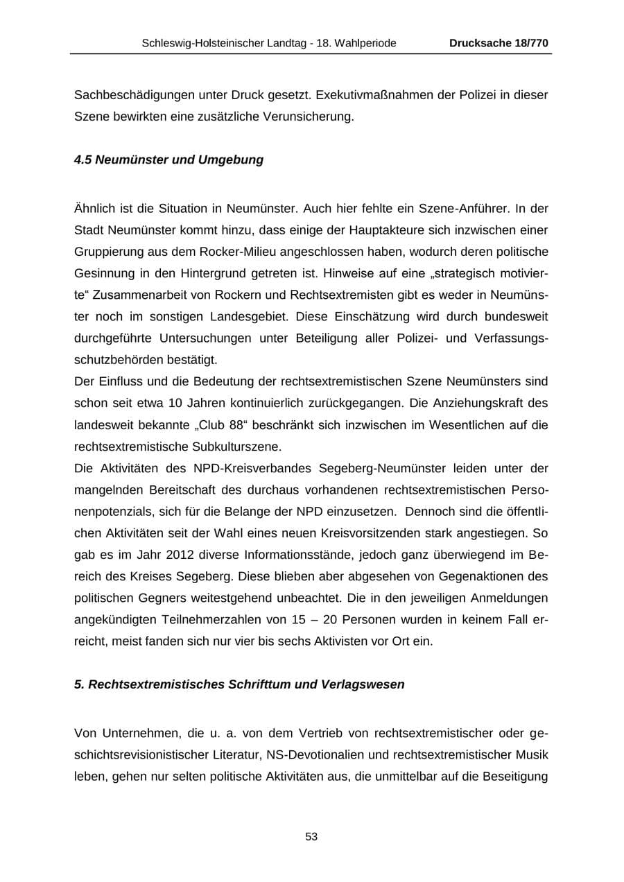 Seite 53 des Verfassungsschutzbericht 2012 Schleswig-Holstein
