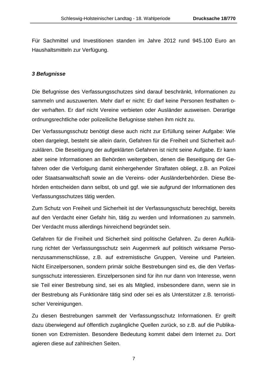 Seite 7 des Verfassungsschutzbericht 2012 Schleswig-Holstein