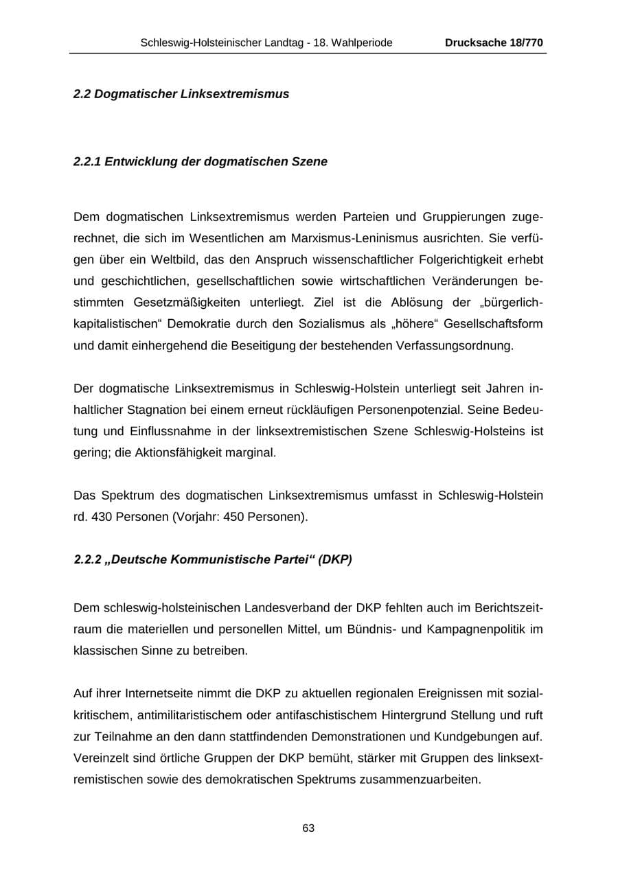 Seite 63 des Verfassungsschutzbericht 2012 Schleswig-Holstein