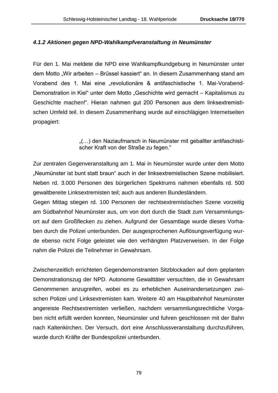 Seite 79 des Verfassungsschutzbericht 2012 Schleswig-Holstein