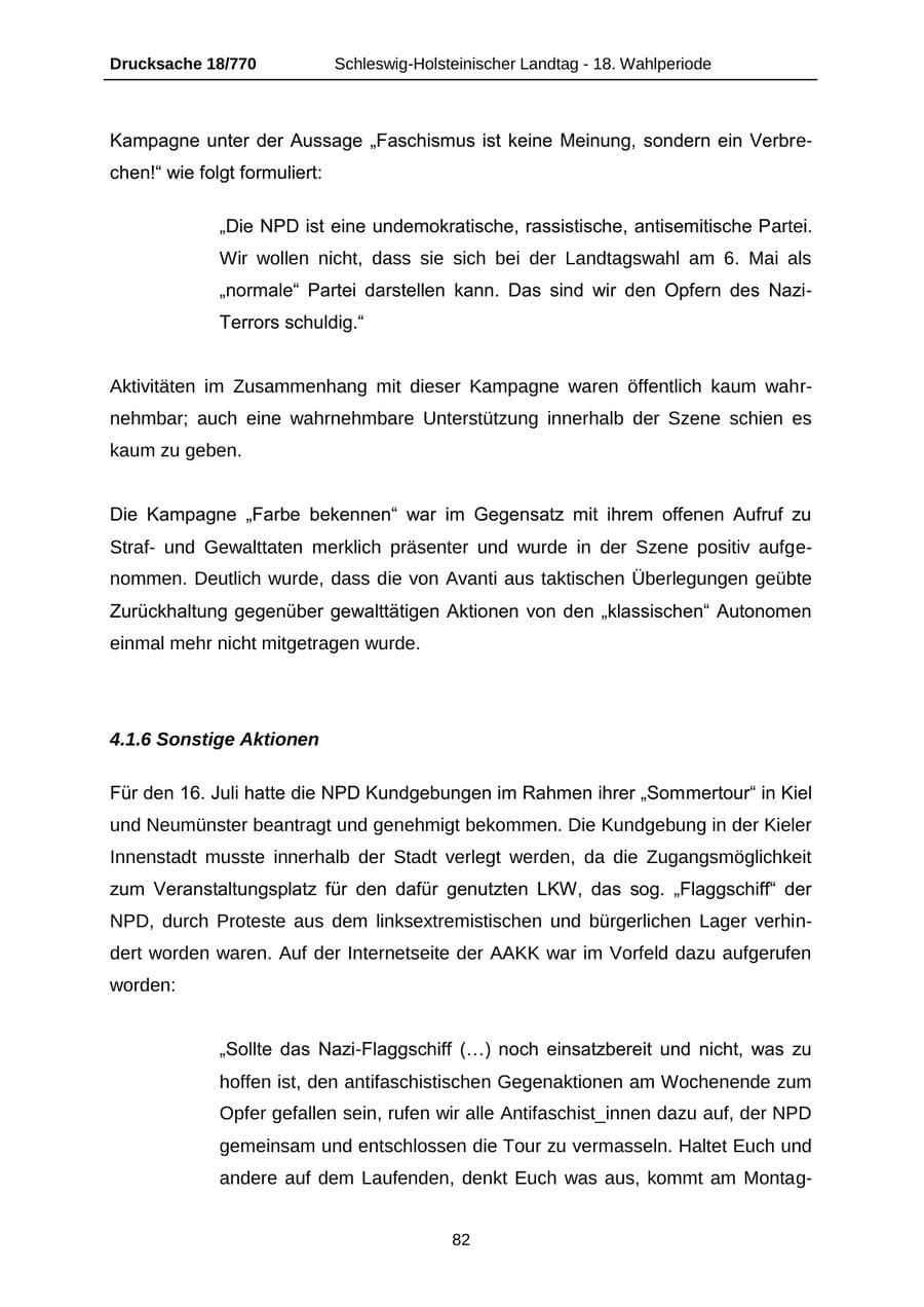 Seite 82 des Verfassungsschutzbericht 2012 Schleswig-Holstein