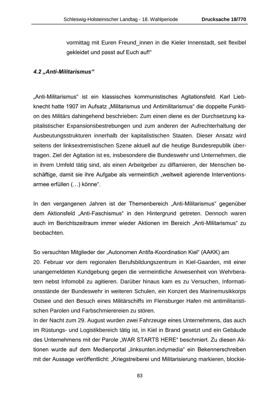 Seite 83 des Verfassungsschutzbericht 2012 Schleswig-Holstein