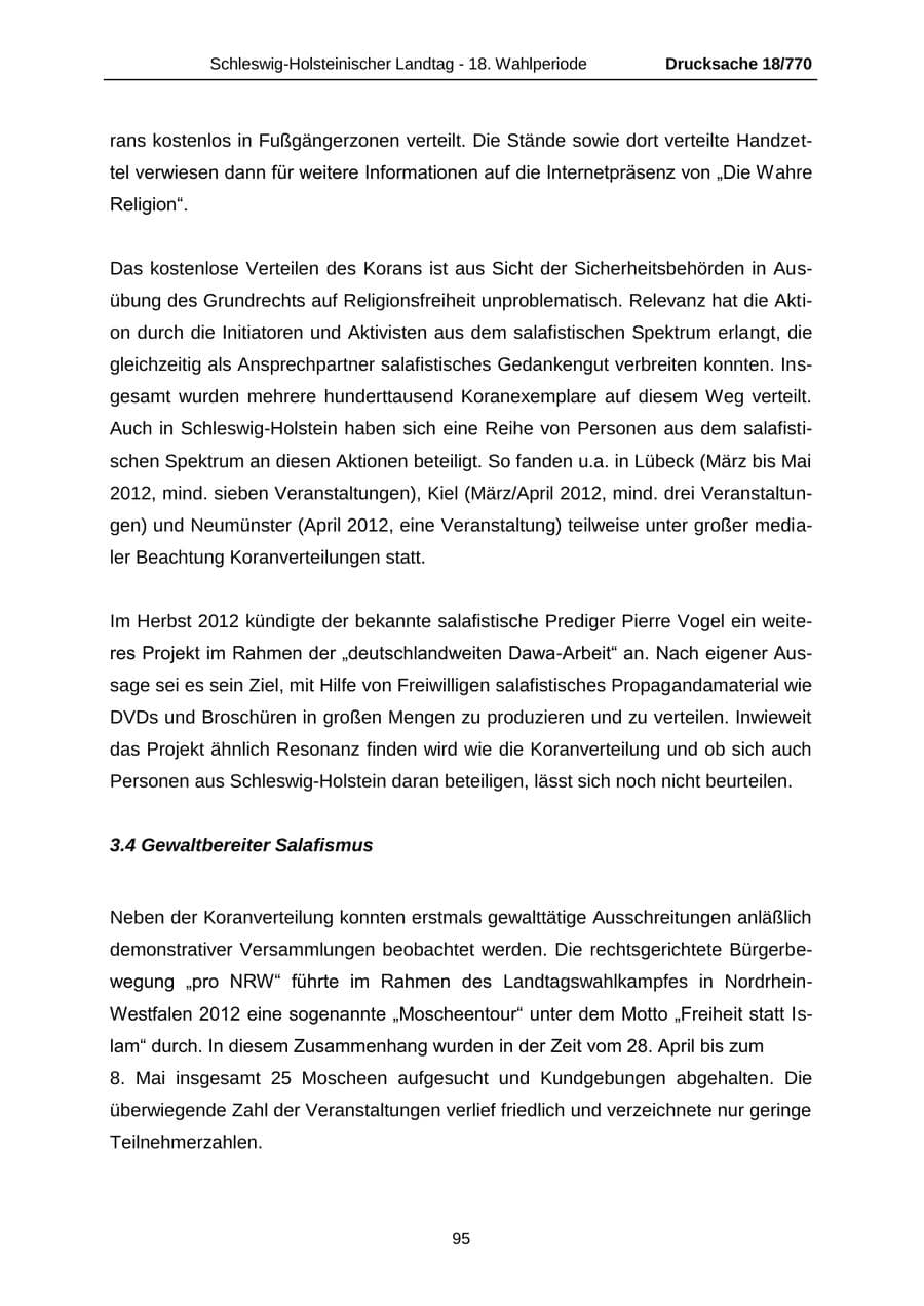 Seite 95 des Verfassungsschutzbericht 2012 Schleswig-Holstein