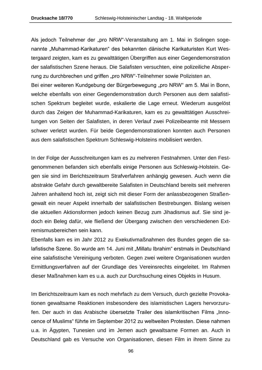 Seite 96 des Verfassungsschutzbericht 2012 Schleswig-Holstein