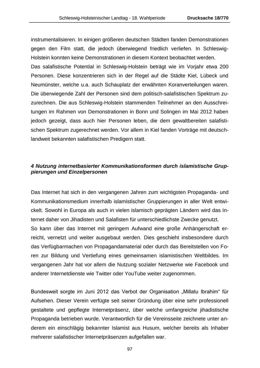Seite 97 des Verfassungsschutzbericht 2012 Schleswig-Holstein