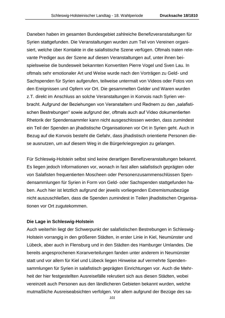 Seite 101 des Verfassungsschutzbericht 2013 Schleswig-Holstein