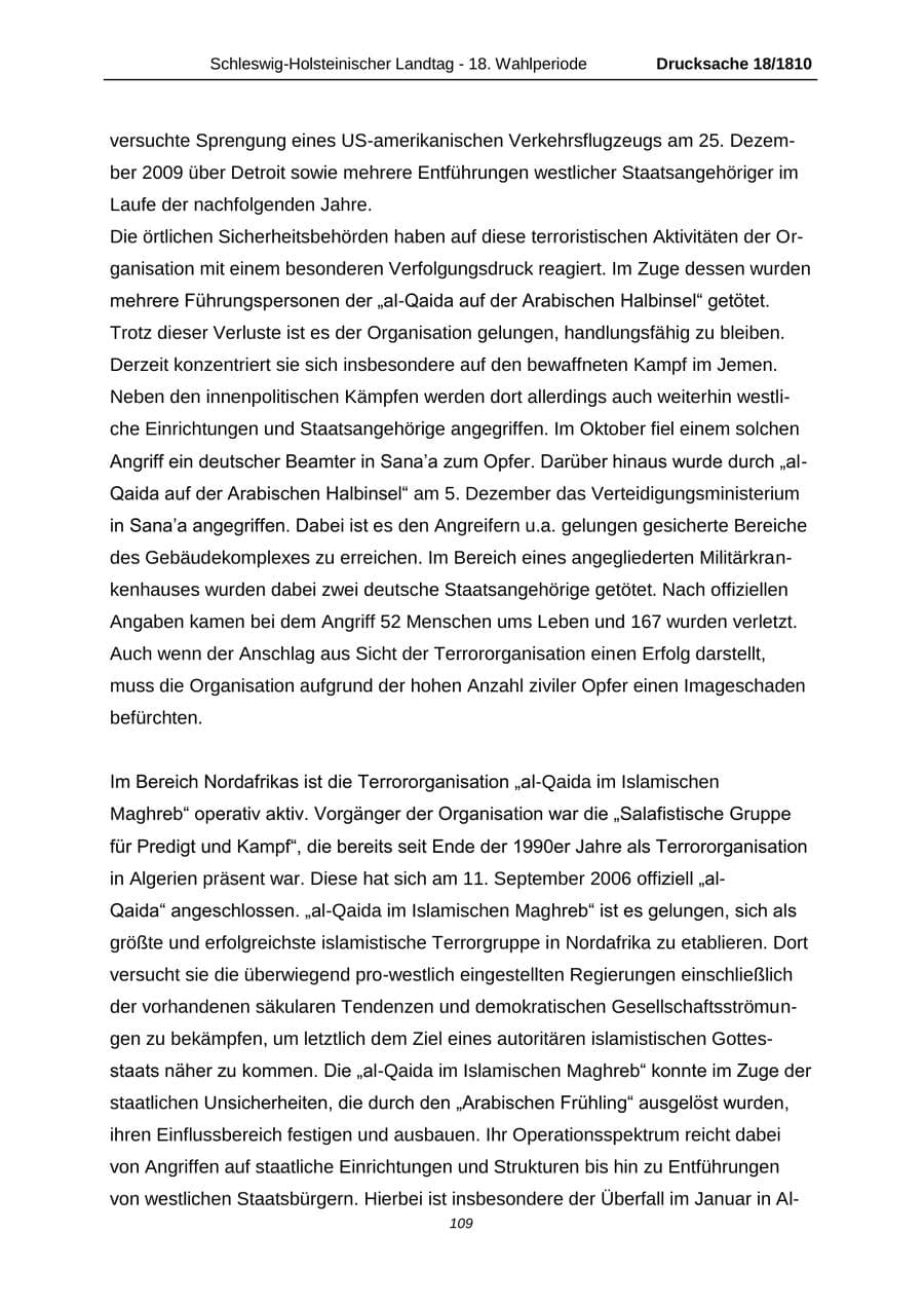Seite 109 des Verfassungsschutzbericht 2013 Schleswig-Holstein