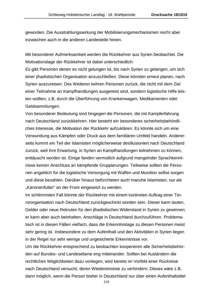 Seite 119 des Verfassungsschutzbericht 2013 Schleswig-Holstein