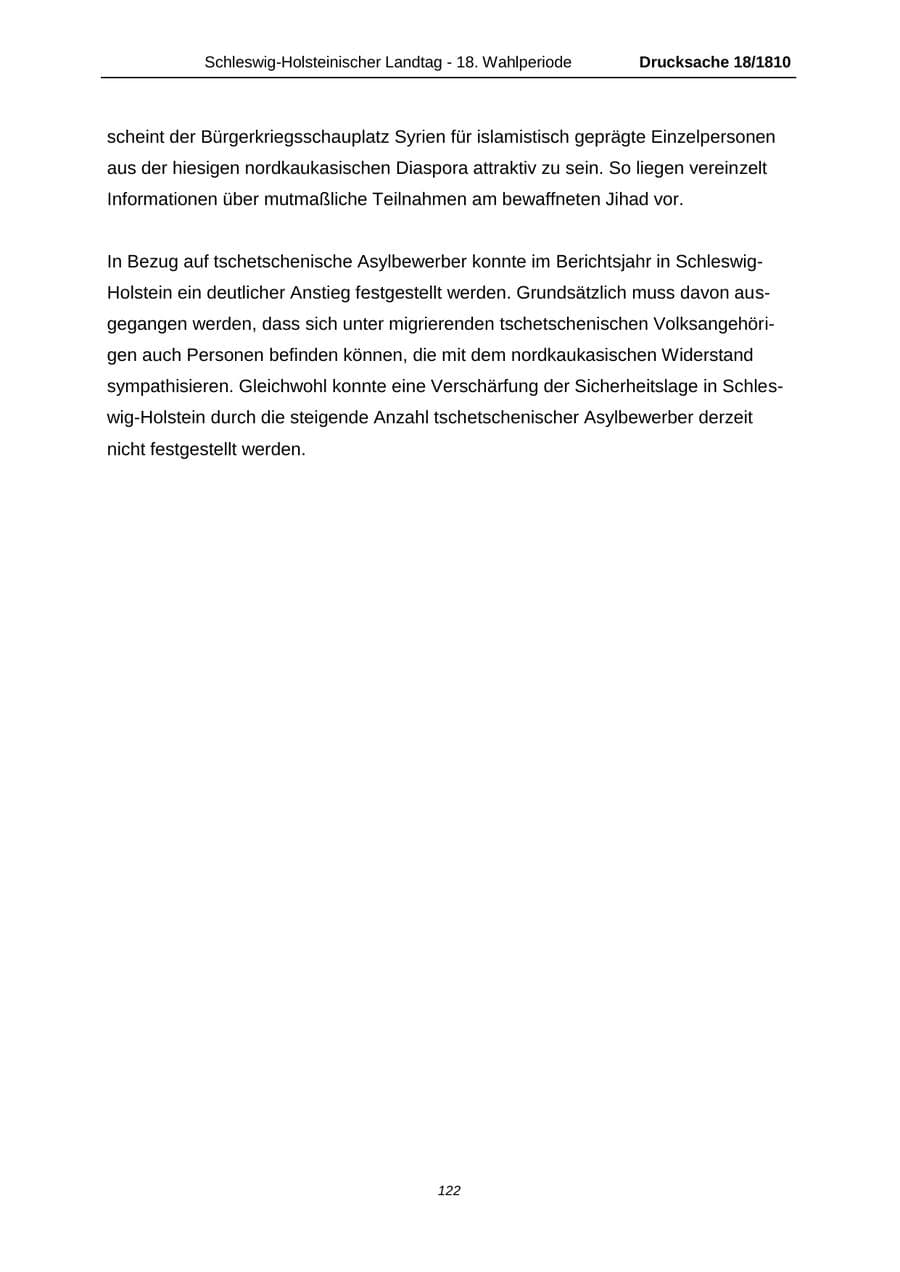 Seite 122 des Verfassungsschutzbericht 2013 Schleswig-Holstein