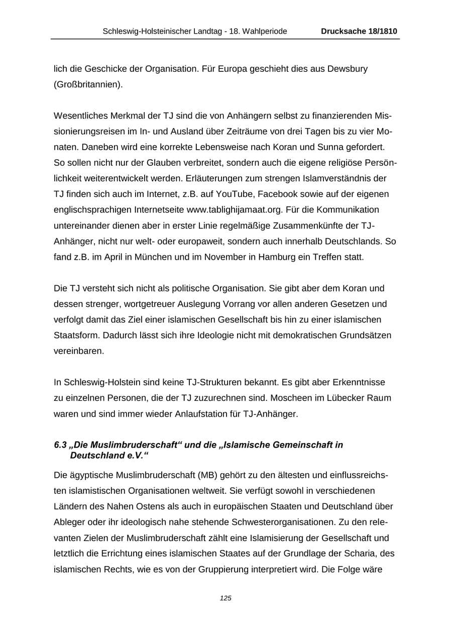 Seite 125 des Verfassungsschutzbericht 2013 Schleswig-Holstein
