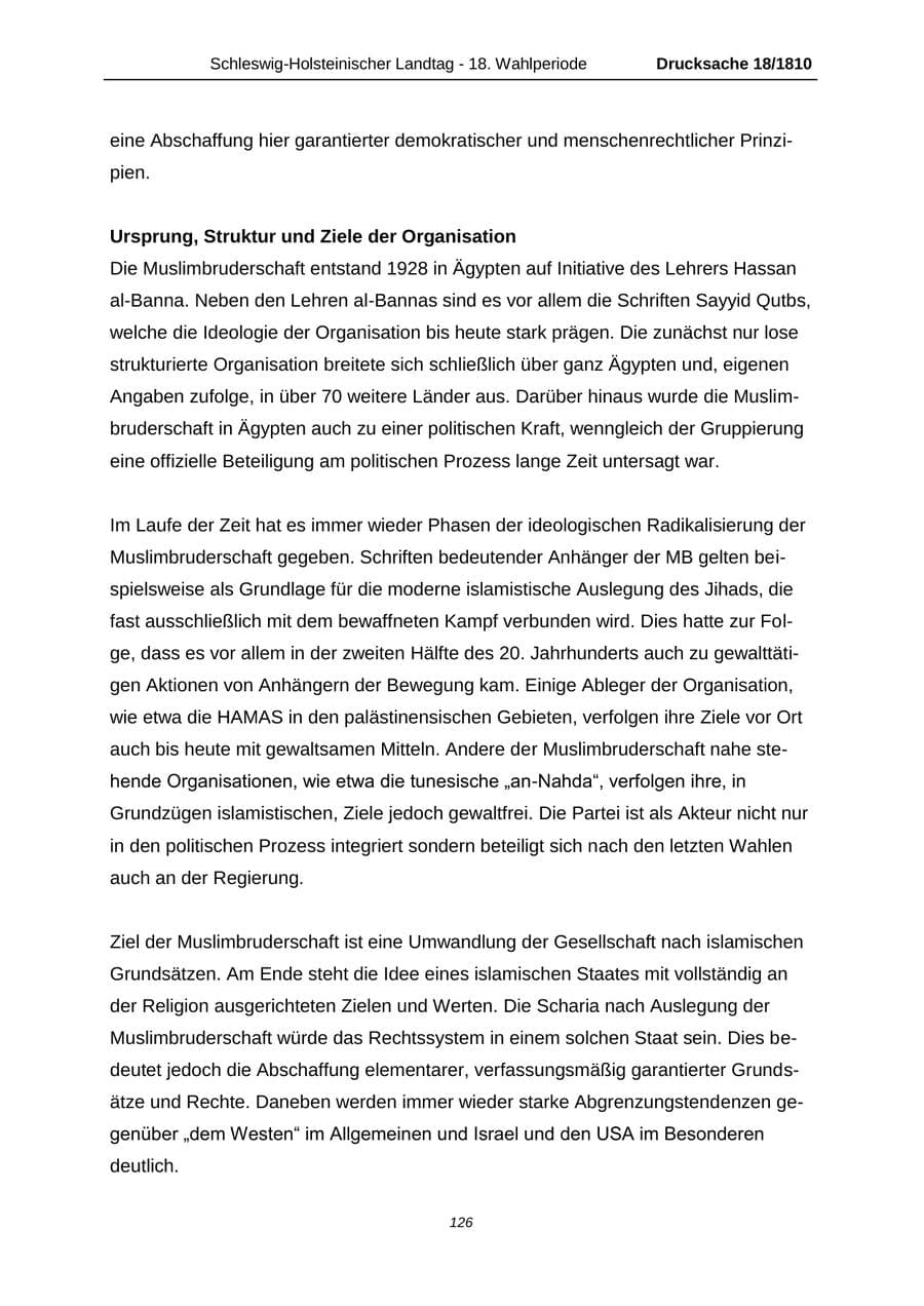 Seite 126 des Verfassungsschutzbericht 2013 Schleswig-Holstein