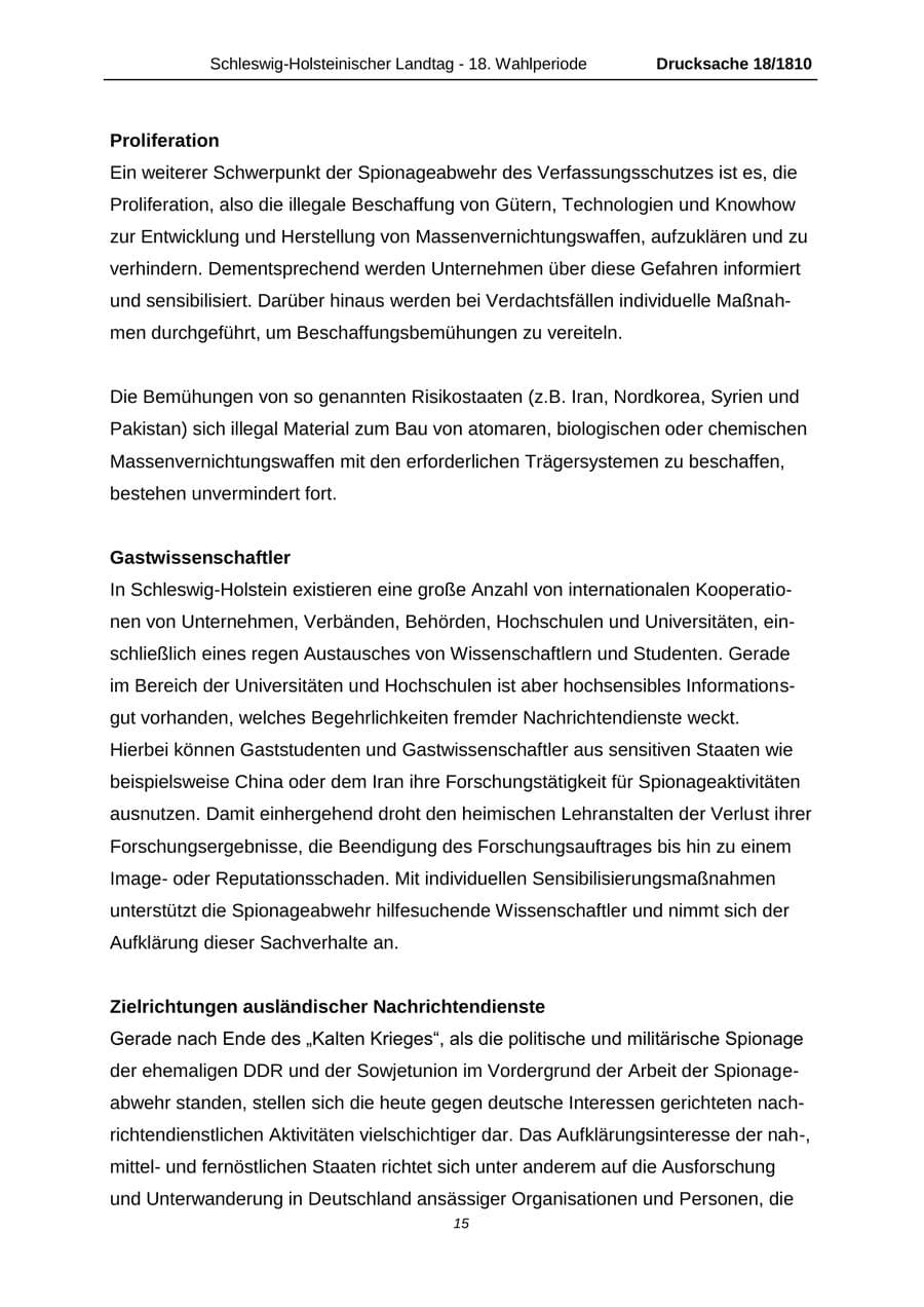 Seite 15 des Verfassungsschutzbericht 2013 Schleswig-Holstein