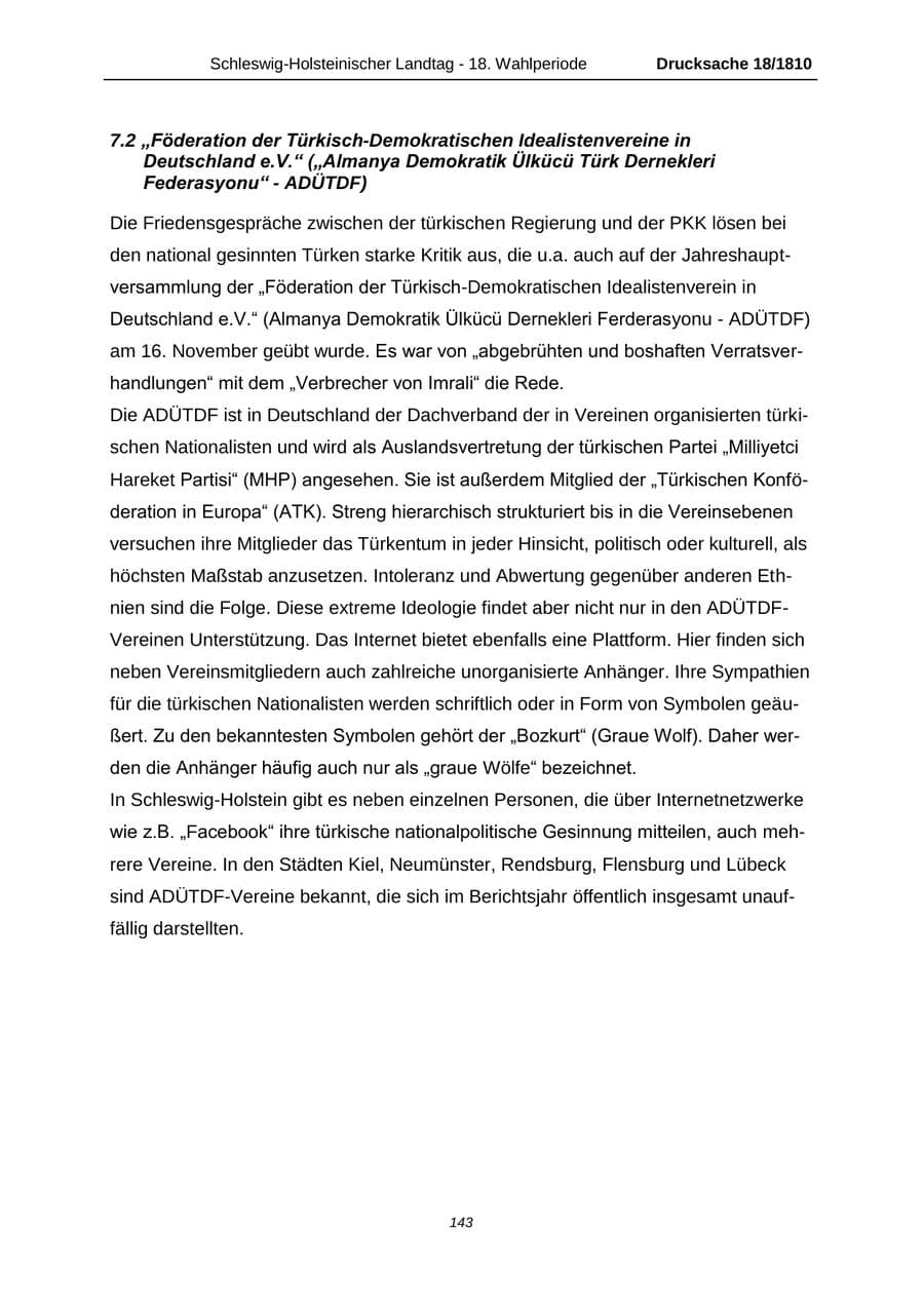 Seite 143 des Verfassungsschutzbericht 2013 Schleswig-Holstein