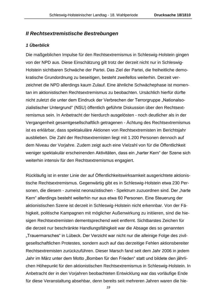 Seite 19 des Verfassungsschutzbericht 2013 Schleswig-Holstein