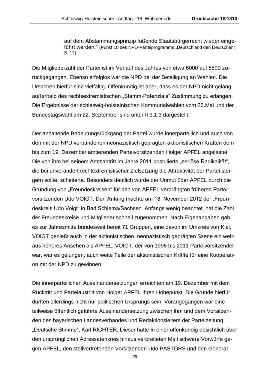 Seite 28 des Verfassungsschutzbericht 2013 Schleswig-Holstein