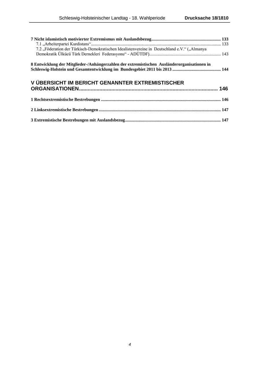 Seite 4 des Verfassungsschutzbericht 2013 Schleswig-Holstein