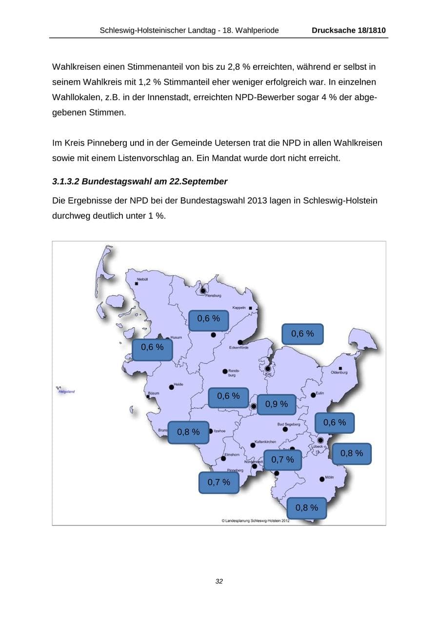 Seite 32 des Verfassungsschutzbericht 2013 Schleswig-Holstein