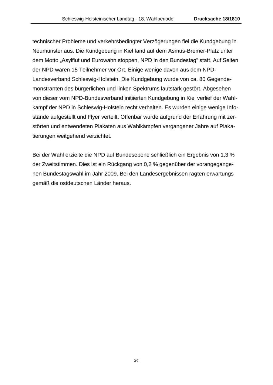 Seite 34 des Verfassungsschutzbericht 2013 Schleswig-Holstein