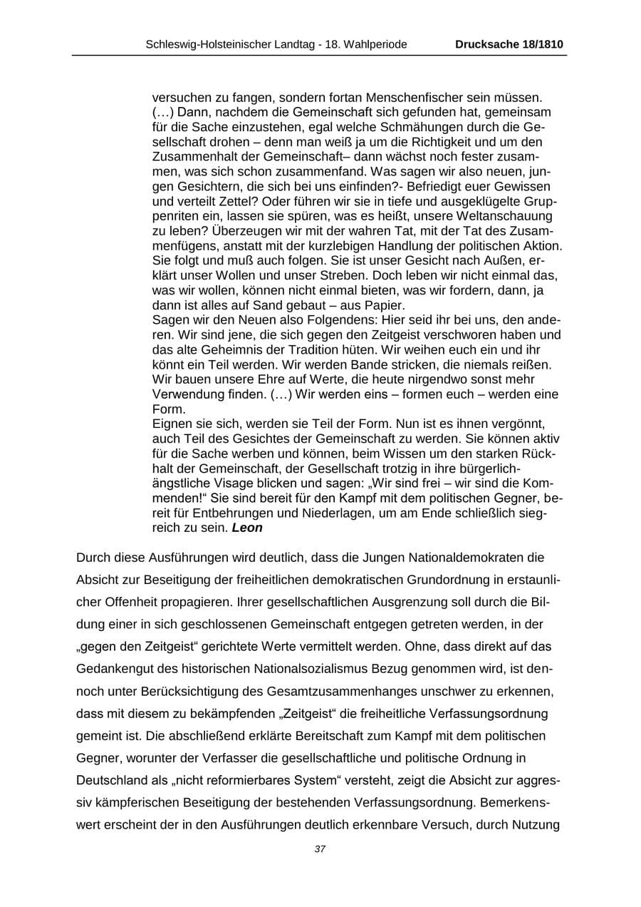 Seite 37 des Verfassungsschutzbericht 2013 Schleswig-Holstein