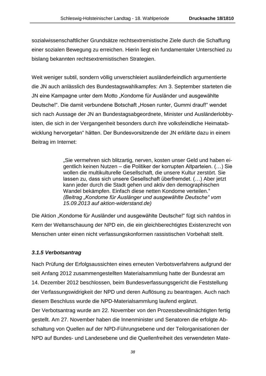 Seite 38 des Verfassungsschutzbericht 2013 Schleswig-Holstein