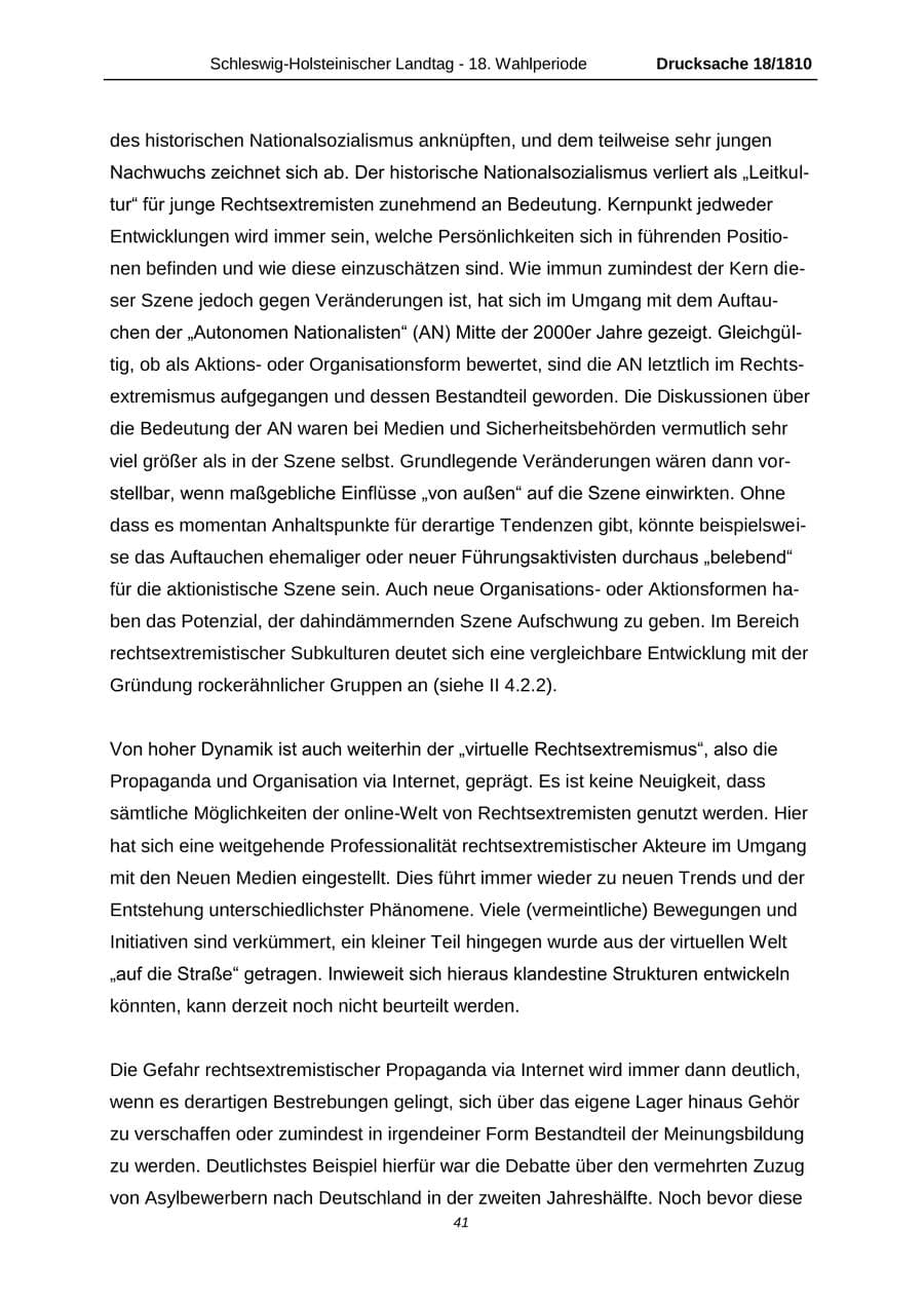 Seite 41 des Verfassungsschutzbericht 2013 Schleswig-Holstein