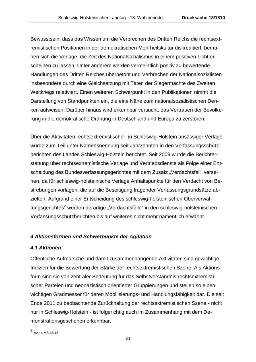Seite 43 des Verfassungsschutzbericht 2013 Schleswig-Holstein